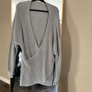 Gray V-Neck Women's Sweater